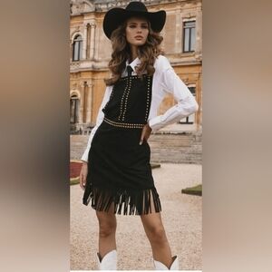 VOCAL Black studded suede dress (D170 5.4)